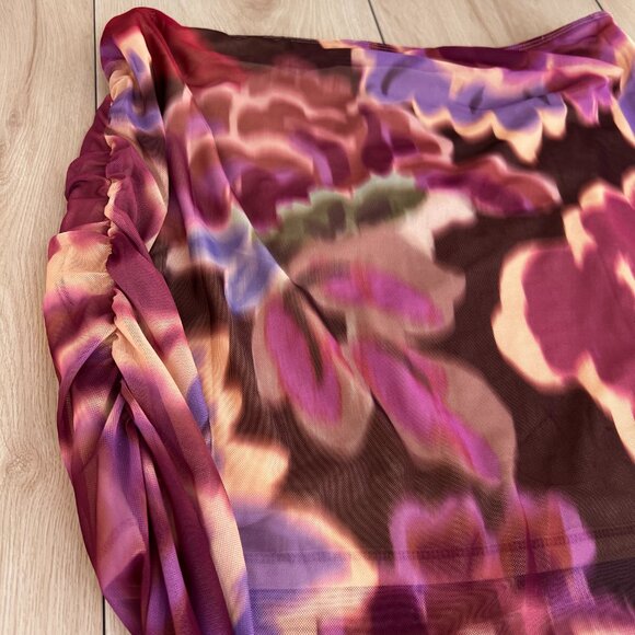 NWT Anthropologie Ruched Side-Slit Maxi Skirt Size XL Vamp Romantic / Glamoratti - Picture 3 of 14